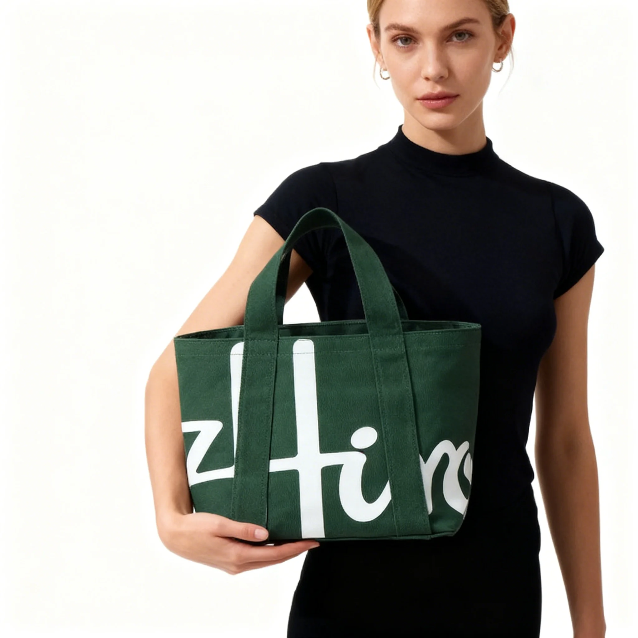 

Mini Handbag Oversized Letter Canvas Tote Bag Green Daily Shopping Bag
