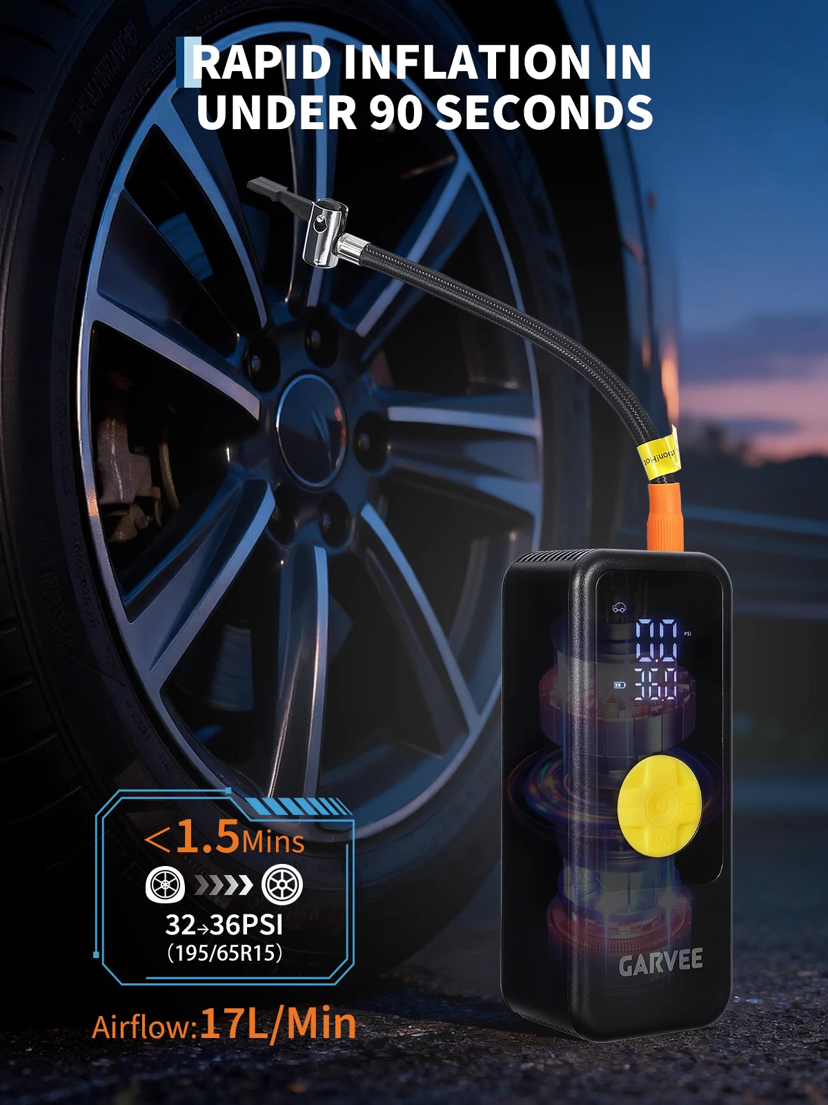 Gonfleur de pneus portable, co - Tire Inflator With Pressure Gauge Auto Stop avis et prix