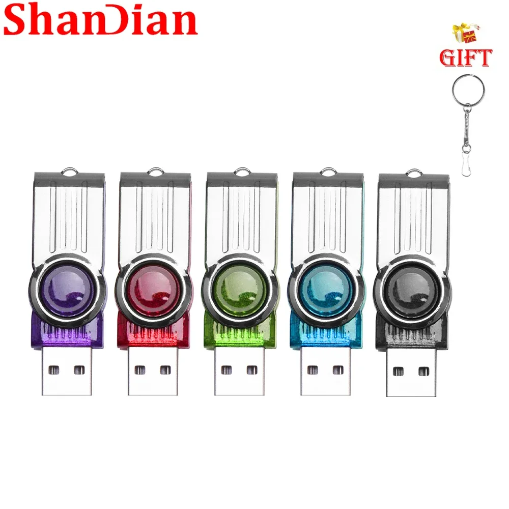 Colorful Rotatable USB Flash Drive 64GB Free Key Chain Pen Drive 32GB Silver Clip Memory Stick 16GB High Speed Pendrive U Disk