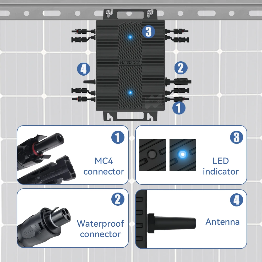 Imagem -04 - Mppt-inversor de Gravata Grid Microinversor 1600w 18v60v dc para 230v ac Wifi Integrado Conversor de Energia Solar Onda Senoidal Pura 50hz 60hz Automático