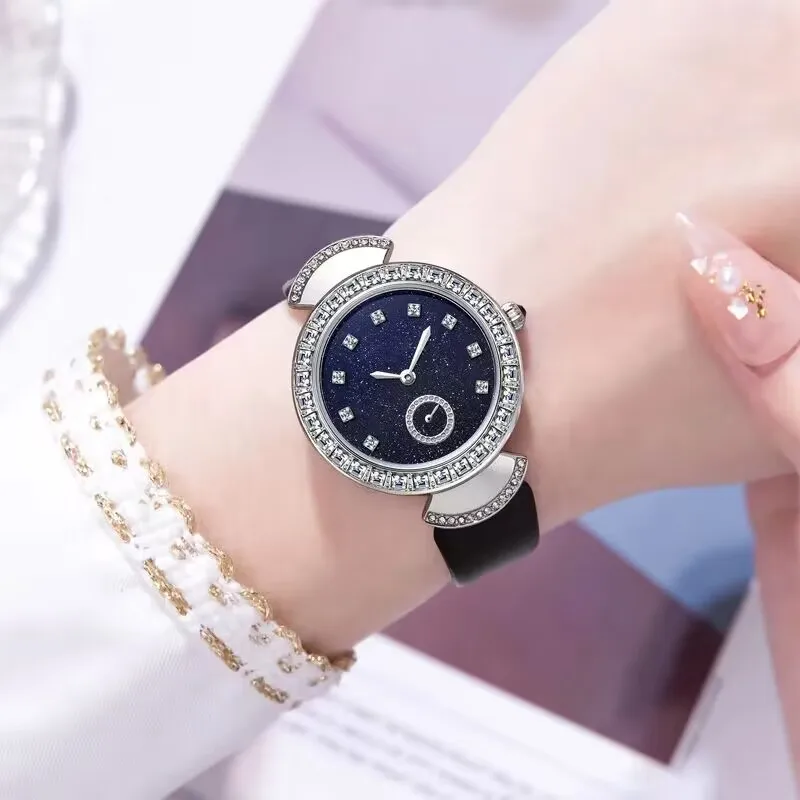 DUGARY Fashion quartz watch blue for women 33mm Waterproof luminous crystal brand Wristwatch Japanese movement clock new