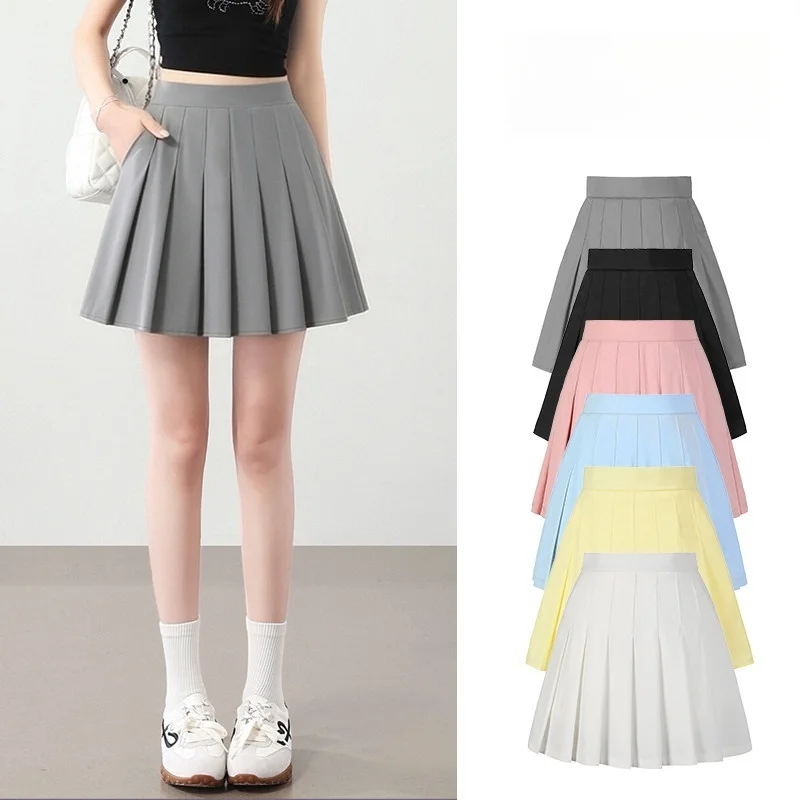 Ice Silk Pleated Skirt for Women Quick Dry Badminton Tennis Skirt Summer Anti-Flash A-Line Sports Short Skirt Outdoor