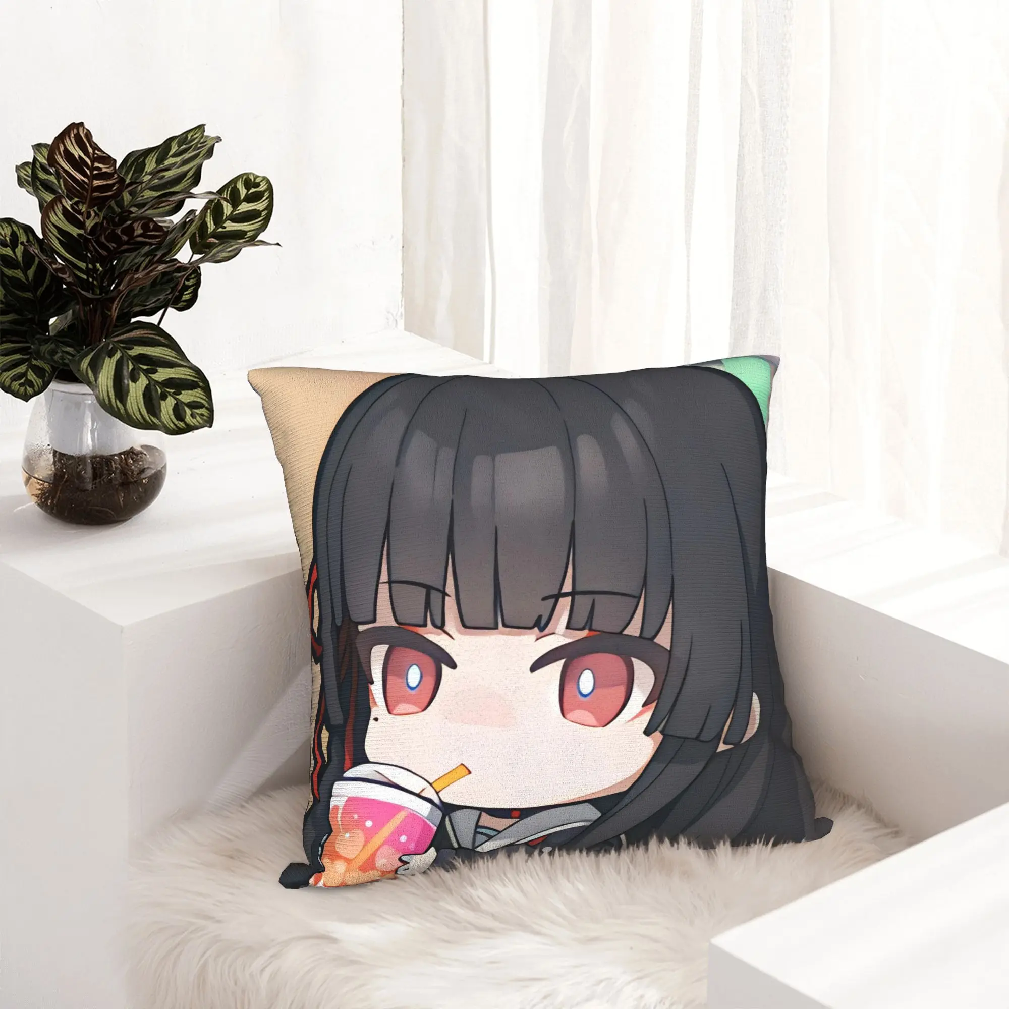 Chisa Wuthering Waves Cute Q Version Pillowcase Soft Polyester Cushion Cover Decoration  Throw Pillow Case Cover Seater Square