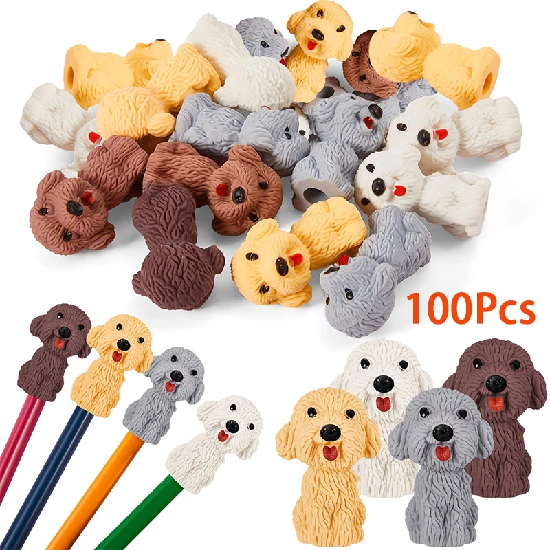 

100Pcs Poodle Eraser Dog Shape Eraser for Children Gift Prizes