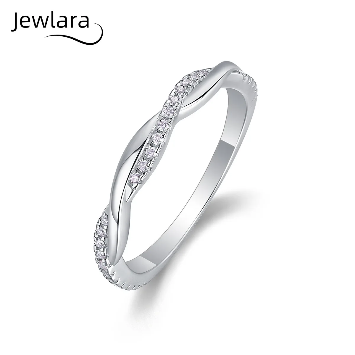 Jewlara 2026 Fashion Versatile S925 Silver Twisted Edge Women's Ring, Non-Fading Moissanite Rings