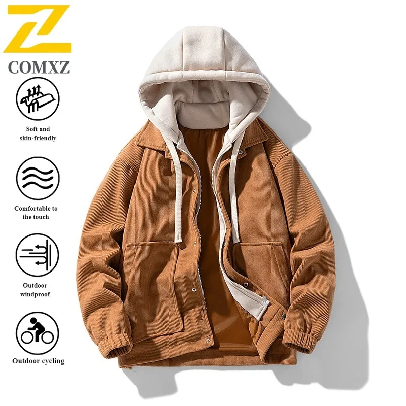 

​Men Spring Autumn Flight Jacket Windproof Waterproof Loose Fit Bomber Coat Urban Outdoor Casual Streetwear with Multi-Pockets​