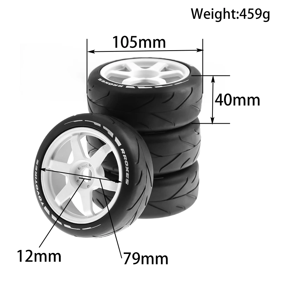 105*40mm 1:8 Scale Flat Off Road Tyre Wheel Rims and Tires Set 17mm Hex for 1/8 HPI HSP Buggy RC Car Toys Upgrade Parts