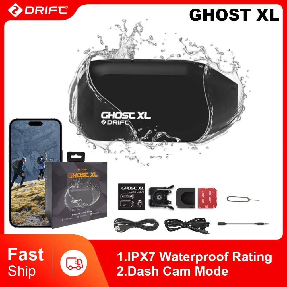 

Drift Ghost XL Action Camera 1080P Full HD Video Wearable Camera with Rotating Lens and Dash Cam Mode IPX7 Waterproof Camera