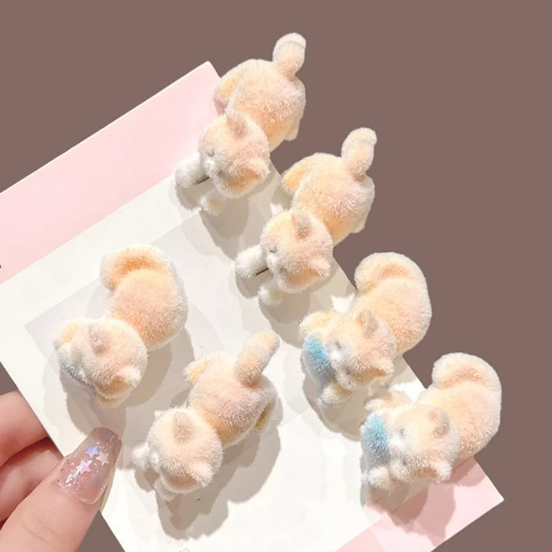 Süße Cartoon-Katze-Haarspange, flauschige Kätzchen-Haarnadel, Entenschnabel-Clip, süße All-Match-Pony-Clip-Haar-Accessoires für Mädchen