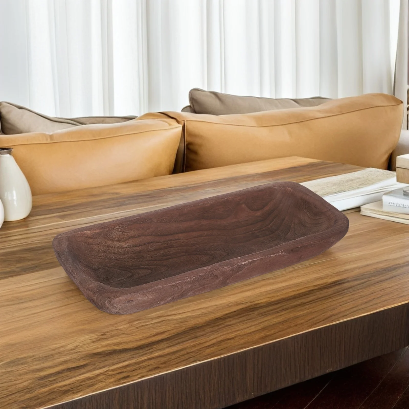 

Wooden Tray Vintage Distressed Finish Unique Handmade Fruit Snack Serving Platter Decorative Centerpiece for Home Hotel Boutique