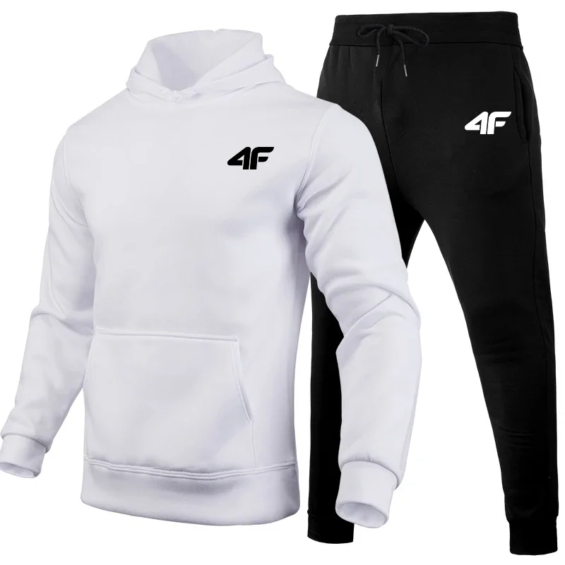 Set di due pezzi di pantaloni con cappuccio da uomo autunno e inverno, set di abbigliamento sportivo 4F, set caldo, set di felpe con cappuccio multifunzionali