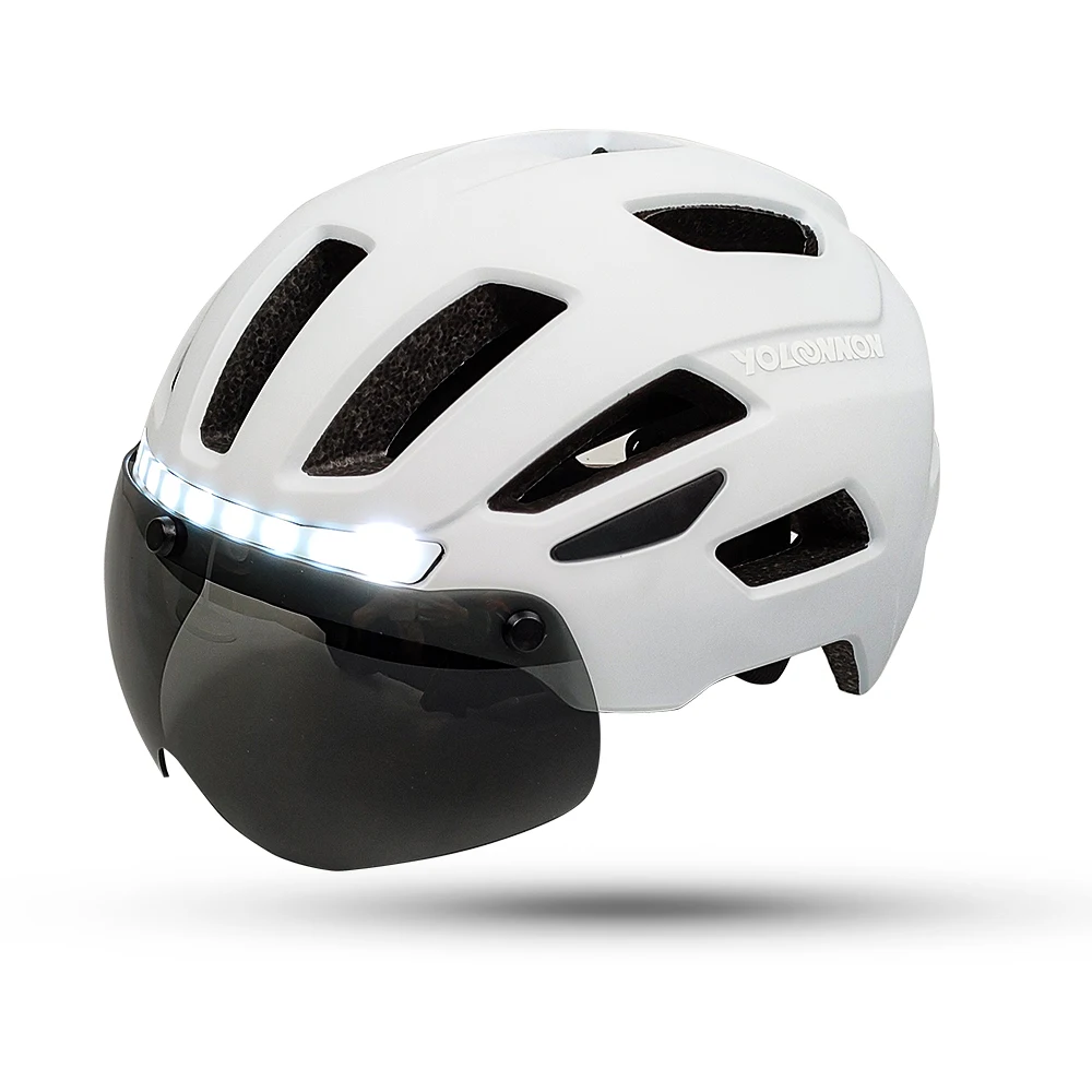 Adjustable Cycling Helmet Equipped With Rear LED Warning Light Protective Visor Bicycle Helmet For Daily Commuter Riding