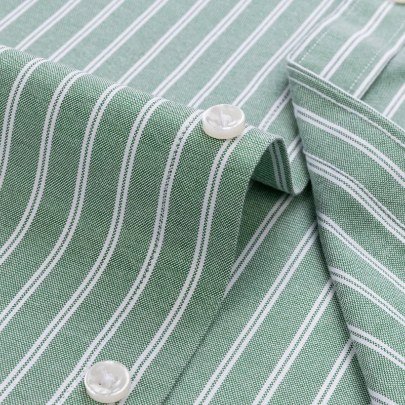 Oxford 100 Cotton Long Sleeve Shirt for Men Work Solid Color Classic Stripes Shirt Business Man Shirts Long Sleeve Cotton Casual