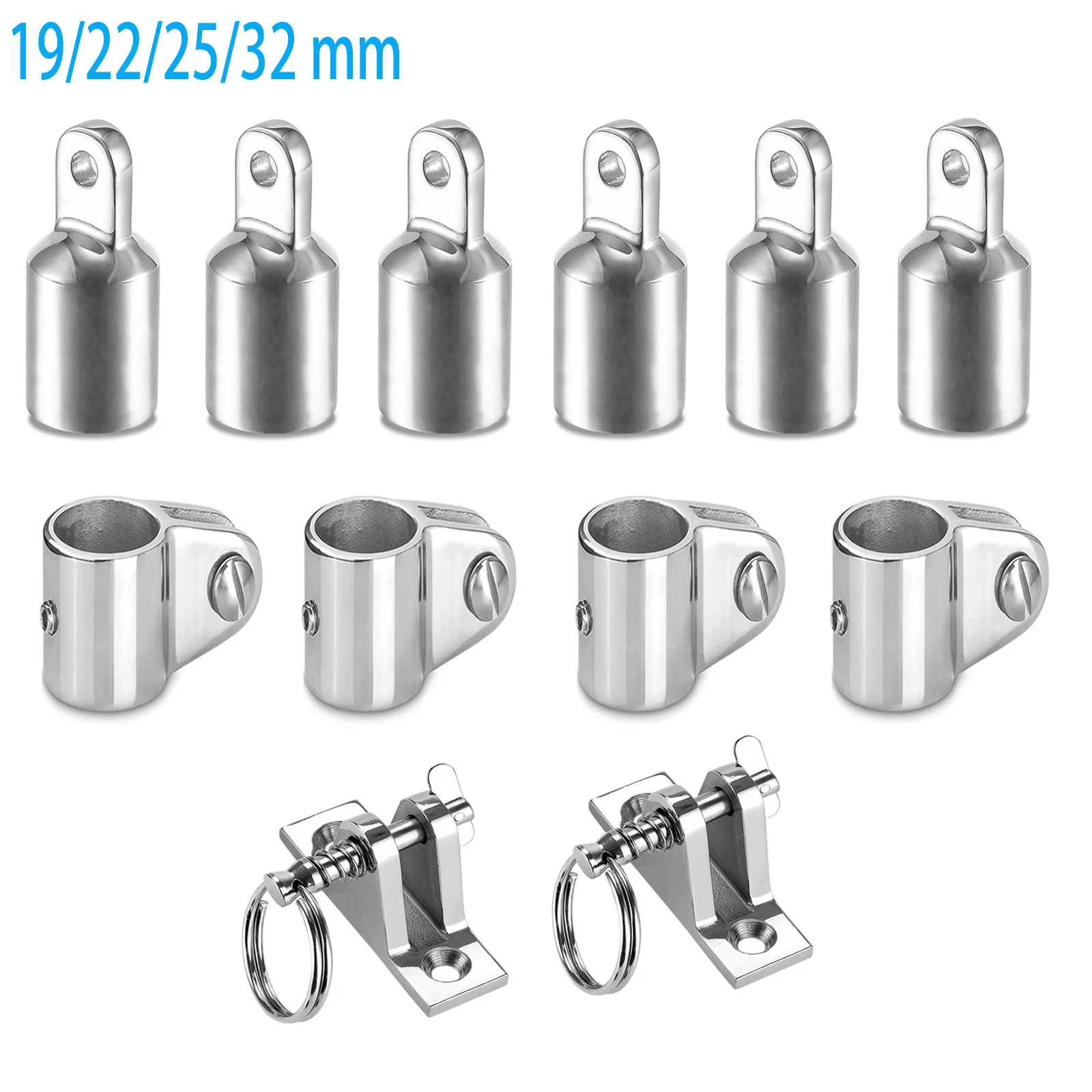 

Bimini Top Fitting Hardware Set Fits 19/22/25/32 MM OD Round Tube, Boat Jaw Slide, Cap Eye End, Deck Hinge(12 PCS)