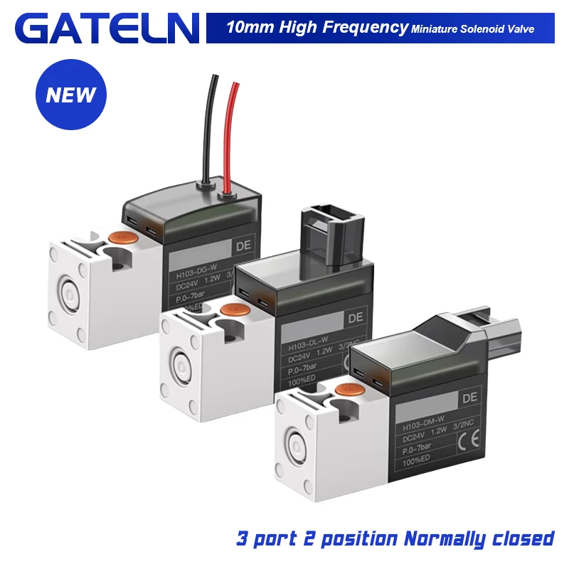 3 port 2 position Normally closed 10mm High frequency miniature solenoid valve air valve 30Hz DC24V DC12V DC6V AC220V