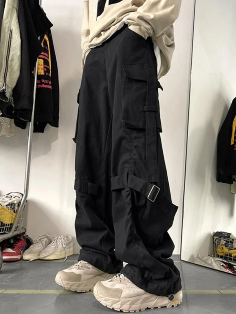 

Wide Multipockets Stacked Hiking Trousers Man High Quality Nylon Regular Fit Cheap Long Y2k Vintage Cotton Cargo Pants for Men