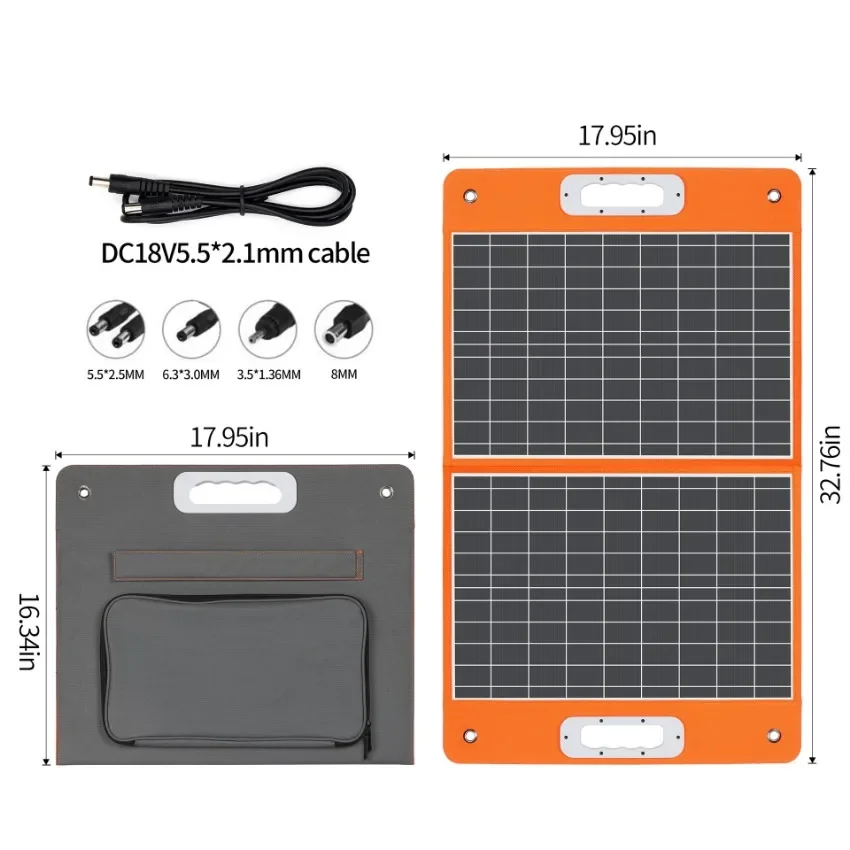 New Portable Foldable Solar Panel 60W 18V Battery Cell Charger USB QC3.0 for Outdoor Phone Charging Power Station