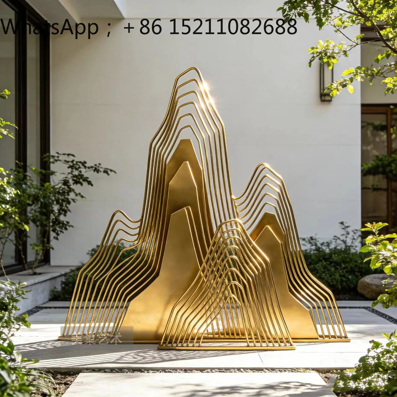 LLY outdoor stainless steel rockery sculpture hollow line decoration square water feature courtyard wrought iron ornament
