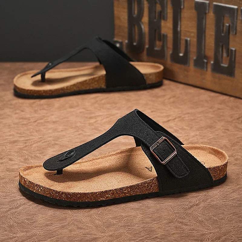 

Мужские тапочки, повседневная летняя уличная пляжная обувь, сандалии, прогулочные шлепанцы, удобные легкие роскошные дизайнерские кожаные модные туфли