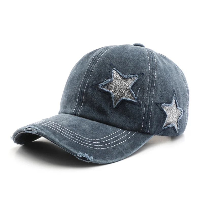 BEAUTODAY Baseball Cap Women Denim Cotton Adjustable Y2K Old School Retro Star Design Hat Spring Ladies Accessories 96553