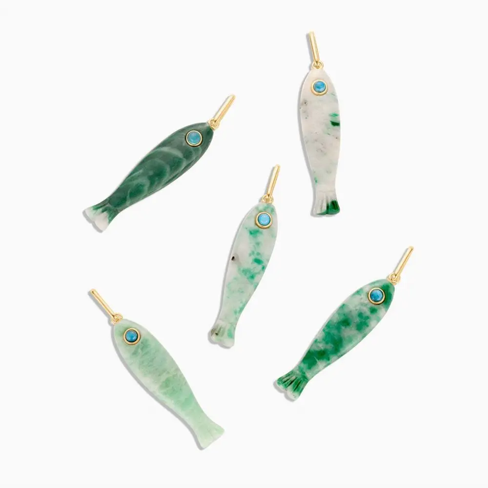 Beach Series Fish Pendant Copper Plated 14K Gold Color Fish Ocean Jewelry Colorful Retention Fish Animal Charms DIY Pendants