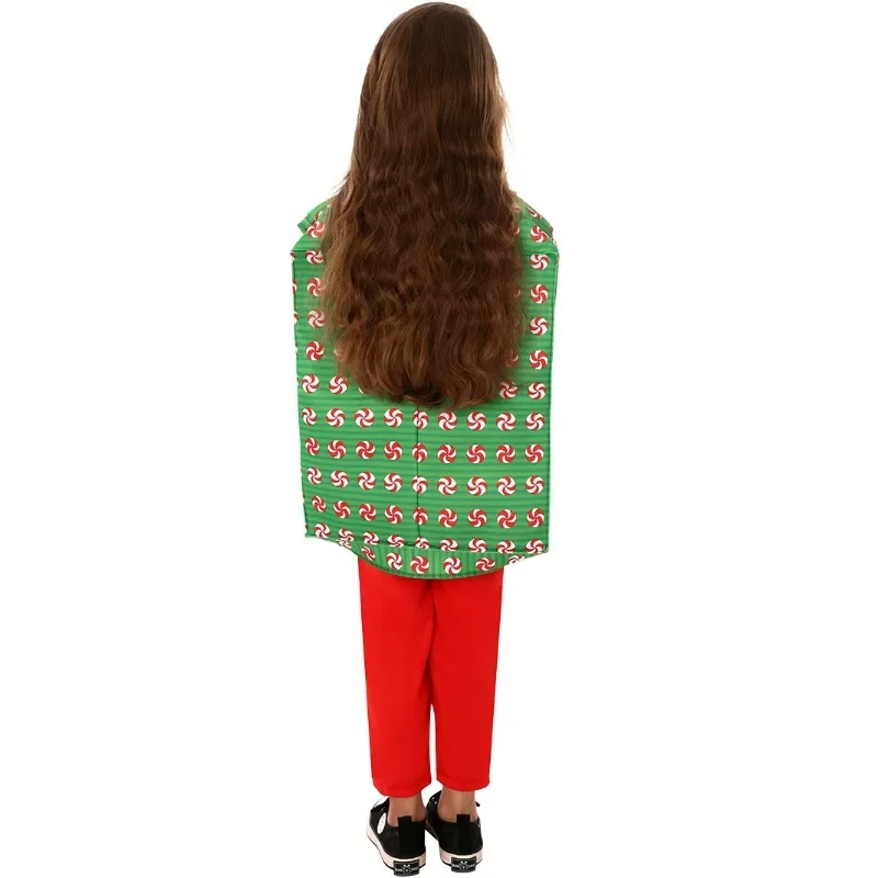 New Year Christmas Children's Costumes Santa Gift Box Boys Girls Costumes Christmas Dress Up Party Holiday Performance Costumes view 6