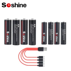 Soshine USB Lithium-ion 600mWh 1.5V AAA Rechargeable Batteries+2600mWh 1.5V AA Battery Li-ion AA and AAA Rechargeable Batteries