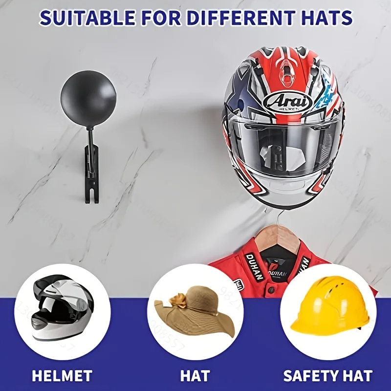Uchwyt na kask motocyklowy, montowany na ścianie, z obrotem o 180 stopni, z 2 haczykami, akcesoria motocyklowe na kurtki, czapki.