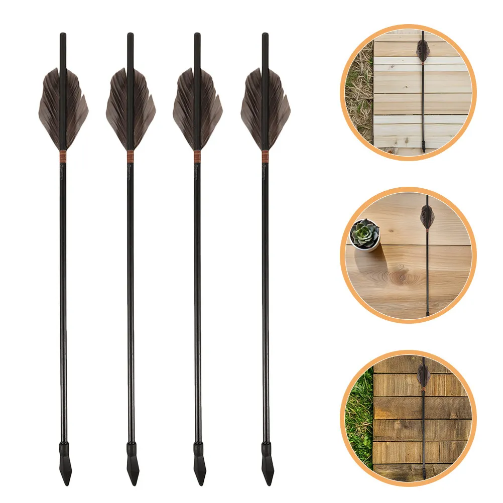 

4Pcs Wood Toss Arrows for Pot Throwing Game Traditional Chinese Style Rubber Tip Safety Design Festival Party Group Activity