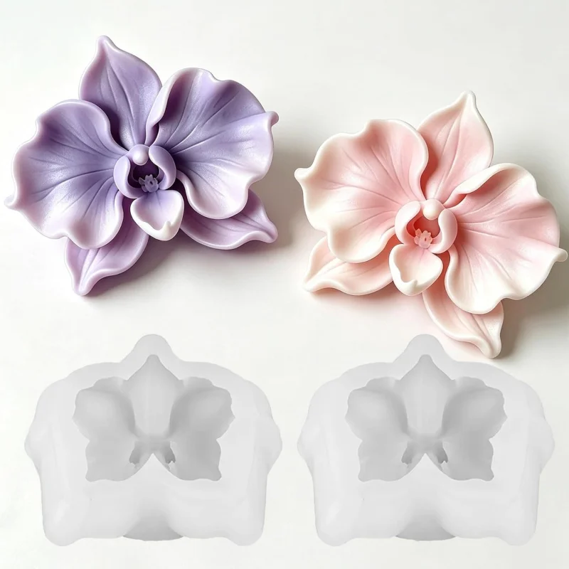 2-teilige 3D-Blumen-Silikonform für Schokolade, Kuchen und Fondant-Dekoration, geeignet für Harzkerzen, Seife, Wachs, Polymerton und Beton.