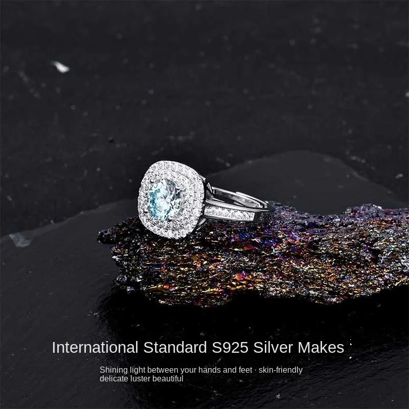 Bague de fiançailles carrée en argent pur massif S925, 1ct, couleur D, Moissanite, tendance, Design sucre, best-seller