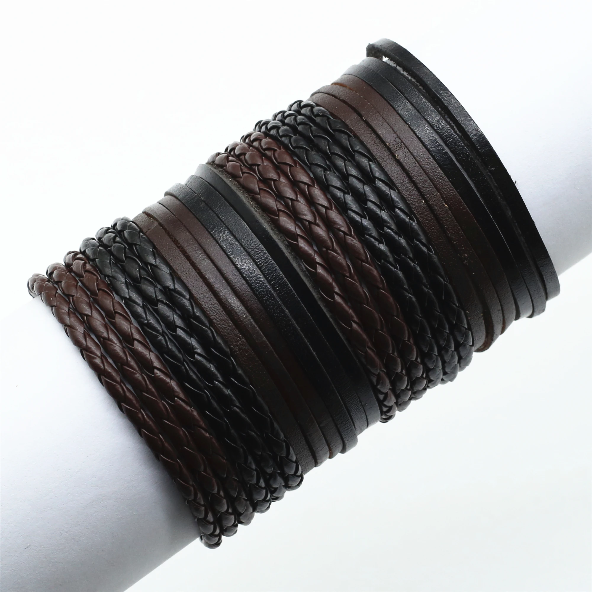 WestBull 3 Layers Braided Brown Black Leather Bracelets Men Women Wristbands Bangle Homme Gift Male Jewelry