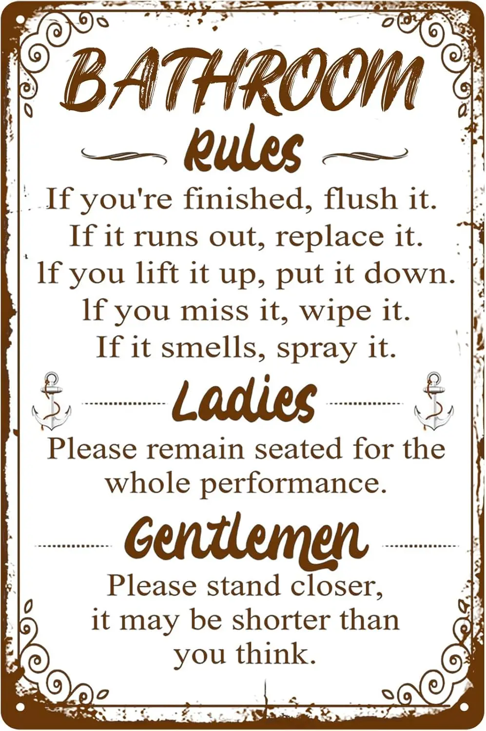 Funny Bathroom Rules Signs Metal Tin Sign Please Flush Toilet Sign Stand Closer Guest Bathroom Wall Decor Humour Warning Sign Ad