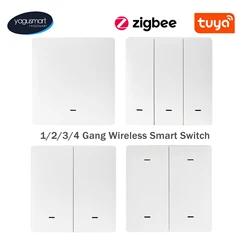 Yagusmart Tuya SmartThing Zigbee Wireless Push Button Switch Control Smart Life Device Scene With One Click On Off 1/2/3/4 Gang