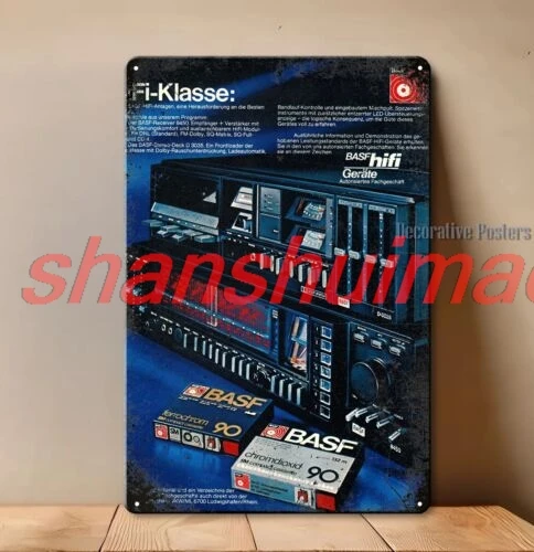 Basf Cassette Tape Vintage Hi-Fi Metal Poster Sign - Size:8*12inch (20x30cm) sign