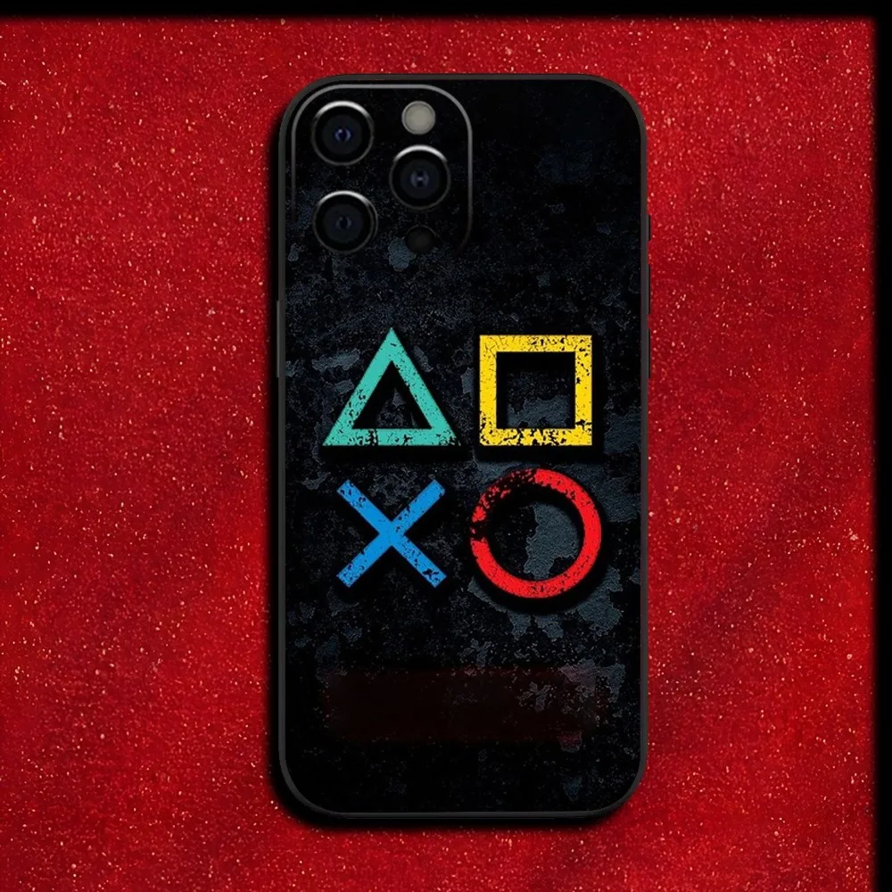 حافظة هاتف لوحدة التحكم في الألعاب Gamepad Gamer Play لهاتف iPhone 16,15,14,13,12,11,Pro,XS,Max,XR,Plus,E,Mini غطاء أسود ناعم