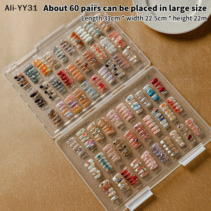 (YY) 1 pieza 2025, nuevo soporte de exhibición de puntas de uñas transparente, tablero de muestra de uñas de plástico, contenedor de exhibición de uñas postizas, herramientas de decoración de uñas