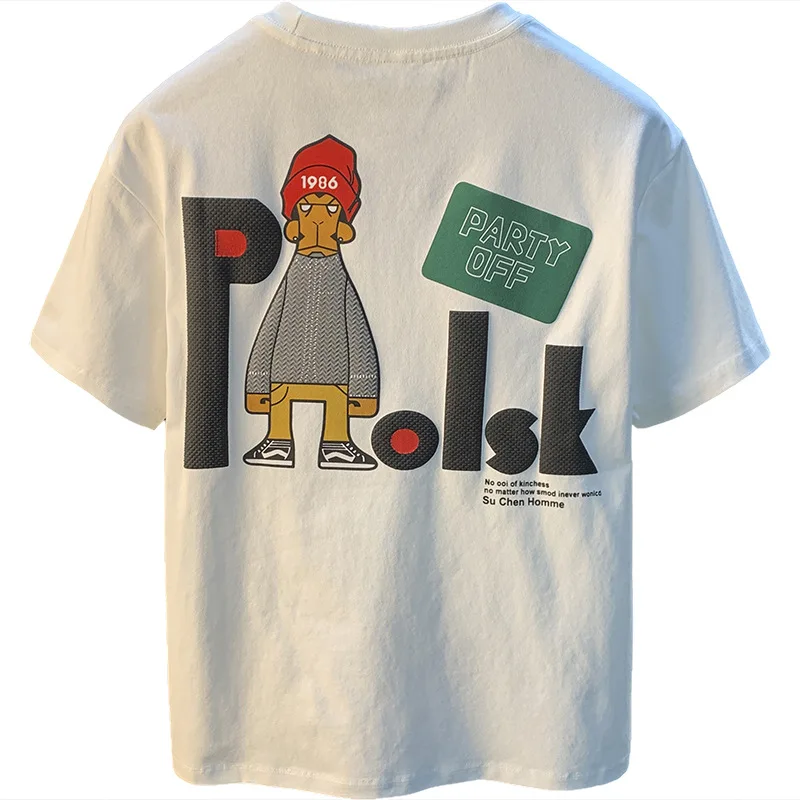 Short sleeved T-shirt with men's printed half sleeves, loose and comfortable, versatile and trendy clothes