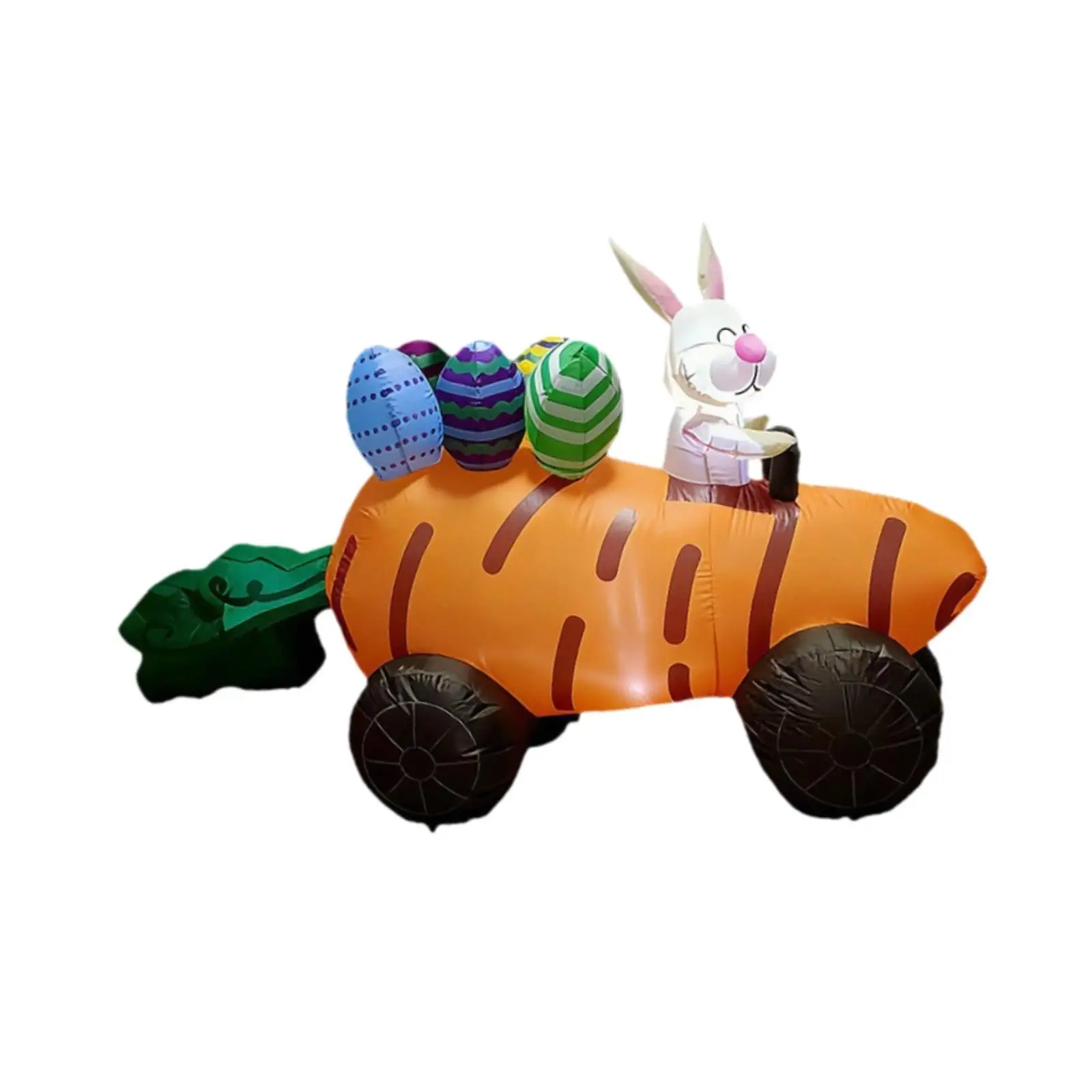 Inflatable Easter Decoration Scene Layout Photo Props Weatherproof LED Lighted 6ft Easter Bunny Inflatable Toy for Outside Lawn