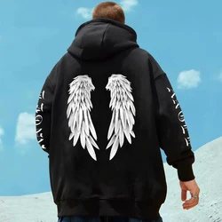 Angel Wings Personality Pattern Female And Man Hoodies Harajuku Fleece Hooded Fashion S-Xxl Casual Pullovers Hip Hop Loose men