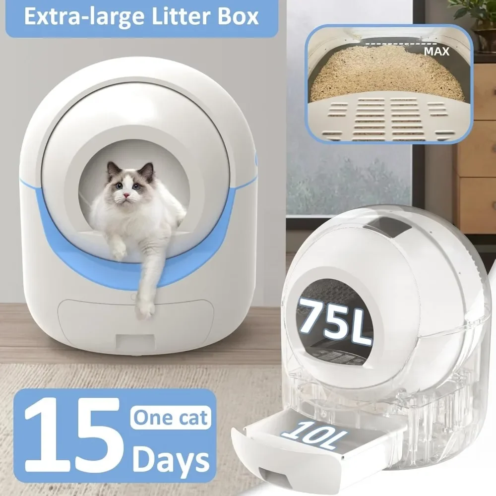 

Large-Capacity Smart Self-Cleaning Cat Litter Box | Safety Protection, Odor Isolation & Trash Bag Roll Included