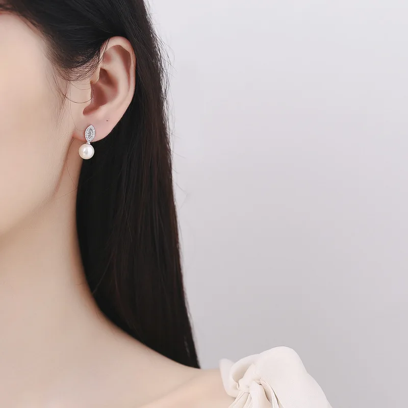 Japan Akoya white round pearl AAAA  11-12MM 12-13mm 10-11MM 9-10MM AAAA Edison Near Round Flawless Pearl earring s925