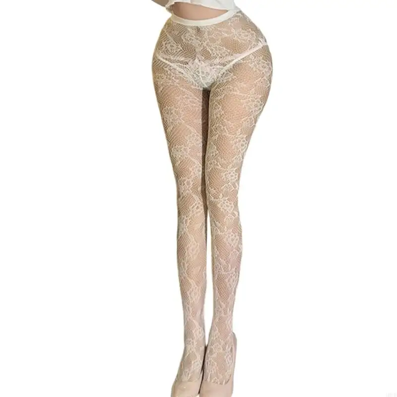 Elastic Support Floral Pantyhose Soft Nylon Stockings Hollowed Out Leggings for Office Parties and Daily Use