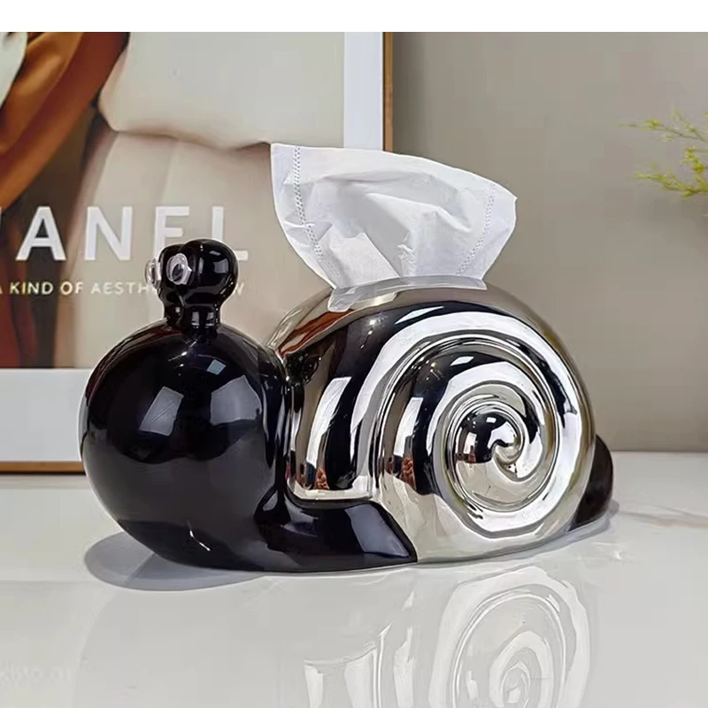 Snail Tissue Box Ceramic Cute Removable Desktop Napkin Paper Boxes Household Storage Container