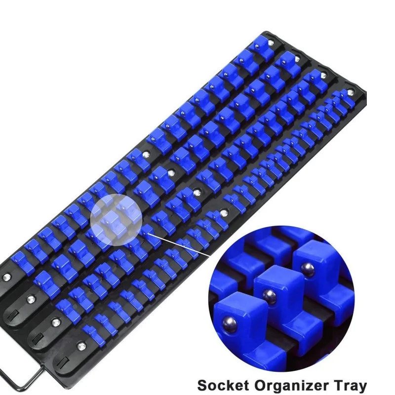 Durable Plastic Sleeve Holder with Handles - Compact Design for 80 Items in 1/4, 3/8, 1/2 Inch Sizes