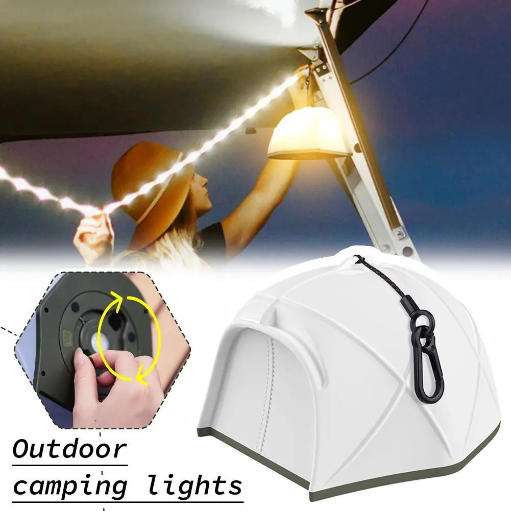 Portable Outdoor Camping Lanterns Tent Shape Colorful String Lights USB Rechargeable Stepless Simming Lighting Ambient Lamp