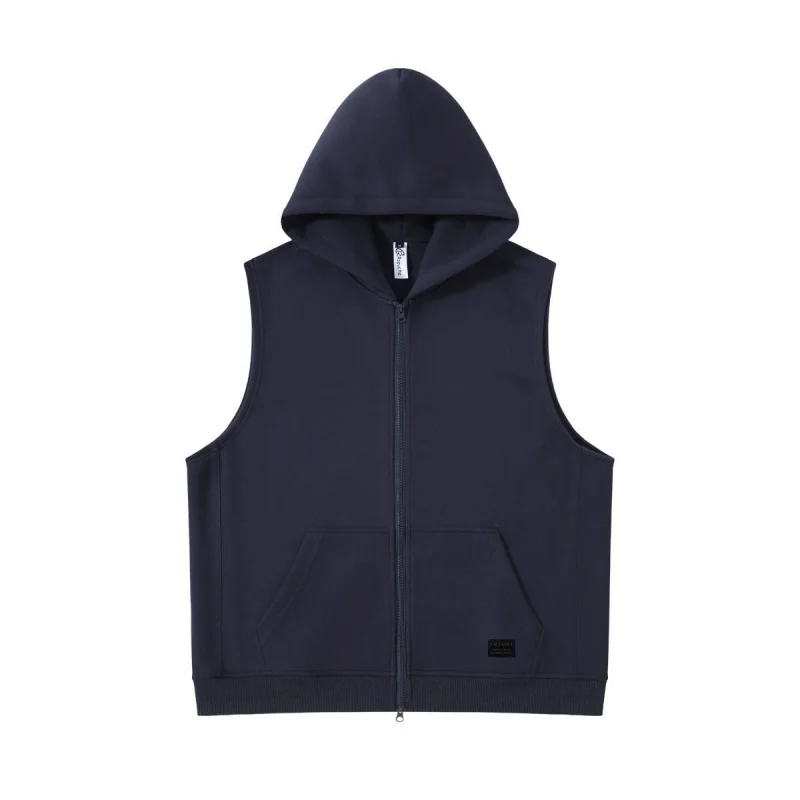 MAQVOB Free Shipping EU US Size Top Quality Autumn Solid Color 420g Hooded Casual Vest for Men