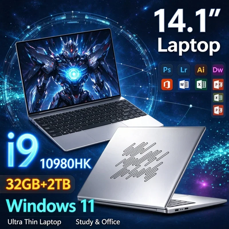 Intel Core I9-10980HK Notebook 14.1'' Inch Windows11 32GB Memory 1TB/2TB SSD Ultra Thin Laptop Computer For Daily Home Office