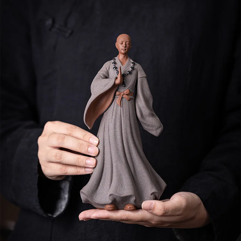 Ceramic Zen Little Monk Statue -Figure Buddha,Luxury Home Living Room, Office, Garden, Tea Pet Decorative Accessories