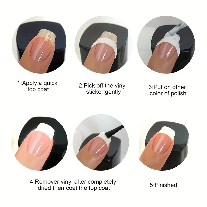 3 Stück französische Nagelkunst-Aufkleber, weiße selbstklebende Nägel, Streifen, Tipps, Führungen für DIY-Dekoration, Schablonen-Werkzeuge, Fransen-Spitzen-Abziehbilder